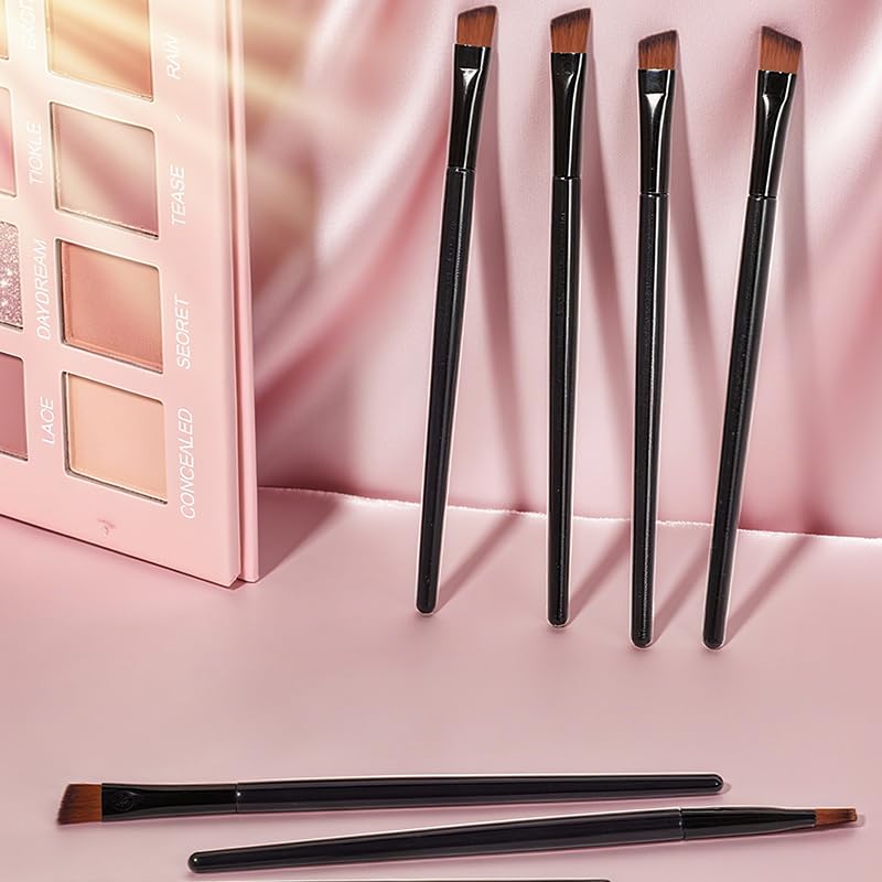 20pcs Disposable Eyebrow Brushes, Portable Angled Eye Brow Brush, Eye Shadow Applicator Sticks Eye Makeup Brushes, Black