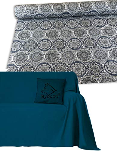 Byour3 - Funda De Sofá Algodón Mixto 3 4 2 Plazas Granfoulard Tela Sofa Estampado Cubre Todo Protector De Sofás También por Chaise Longue Derecho Izquierdo Lavable (Desigual 2, 1 Plaza)