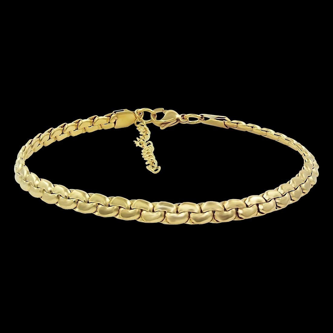 Stainless Steel Chain Wrist Bracelet (Gold + Gold)