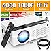 QKK V08 Proyector Full HD 1080P, Mini Proyector de 6000 Lúmenes, Proyector Portátil Compatible con Stick de TV HDMI VGA USB TF AV, Proyector de Video para Hogar Cine y Películas al Aire Libre