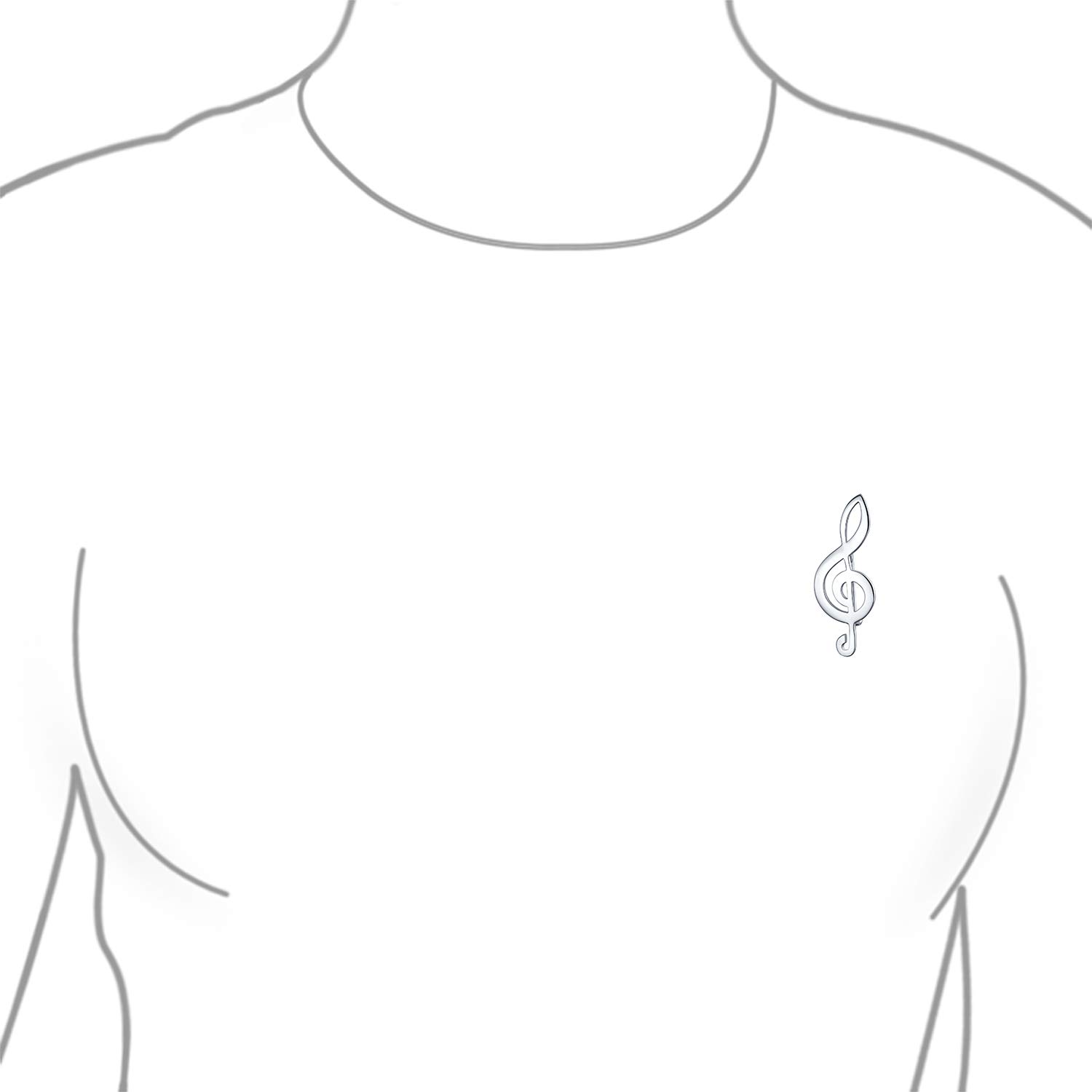 Orecchini, collana e spilla con nota musicale a chiave di sole, per donne e ragazze adolescenti insegnanti studenti, in argento Sterling 925