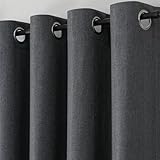 BULLPRINCESS Blackout Linen Textured Curtains, 84 Inches Long, Set of 2 Panels Grommet Top for Living Room,W 52xL 84 Inch, Medium Grey