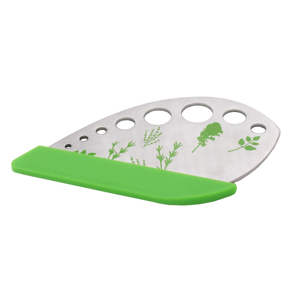 Herb Stripper Tool Herb Cutter Stainless Steel Leaf Remover Vegetable Kitchen Gadget Tool with Protective Holder