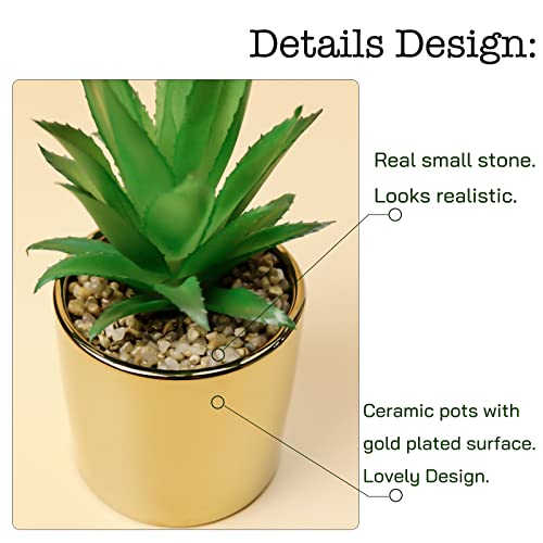 Faux-Succulent-Artificial-Plants-7-5-in-Pots-Home-Decoration-Set-of-2-Gold-Pots