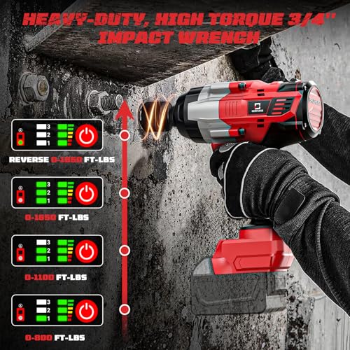Cordless Impact Wrench 3/4 inch Compatible with Milwaukee Battery, Cerycose1850ft-lbs (2500N.m) Brushless Electric Impact Gun, High Torque Impact Driver, Bare Tool Only,Heavy-Duty Automotive