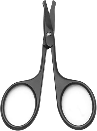 Vista 11 de Tijeras para recortar el vello de la nariz, tijeras de punta redonda de 3.4 pies para recorte de bigote de orejas, cejas, barba, bigote, herramienta