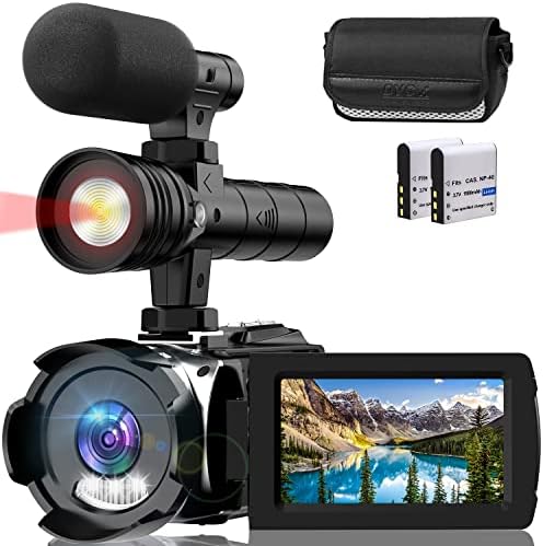 Hojocojo 4K Video Camera, Camcorder Digital with IR Light, 20X Digital Zoom, 270° YouTube Vlogging Night Vision Camera Recorder, Support Full HD 1080P 3.0‘’ Camcorder with Microphone, 2 Batteries