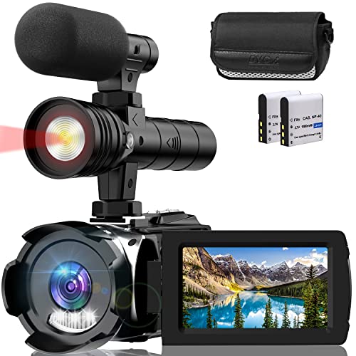Hojocojo 4K Video Camera, Camcorder Digital With Ir Light, 20X Digital Zoom, 270° Youtube Vlogging Night Vision Camera Recorder, Support Full Hd 1080P 3.0‘’ Camcorder With Microphone, 2 Batteries #TOP22