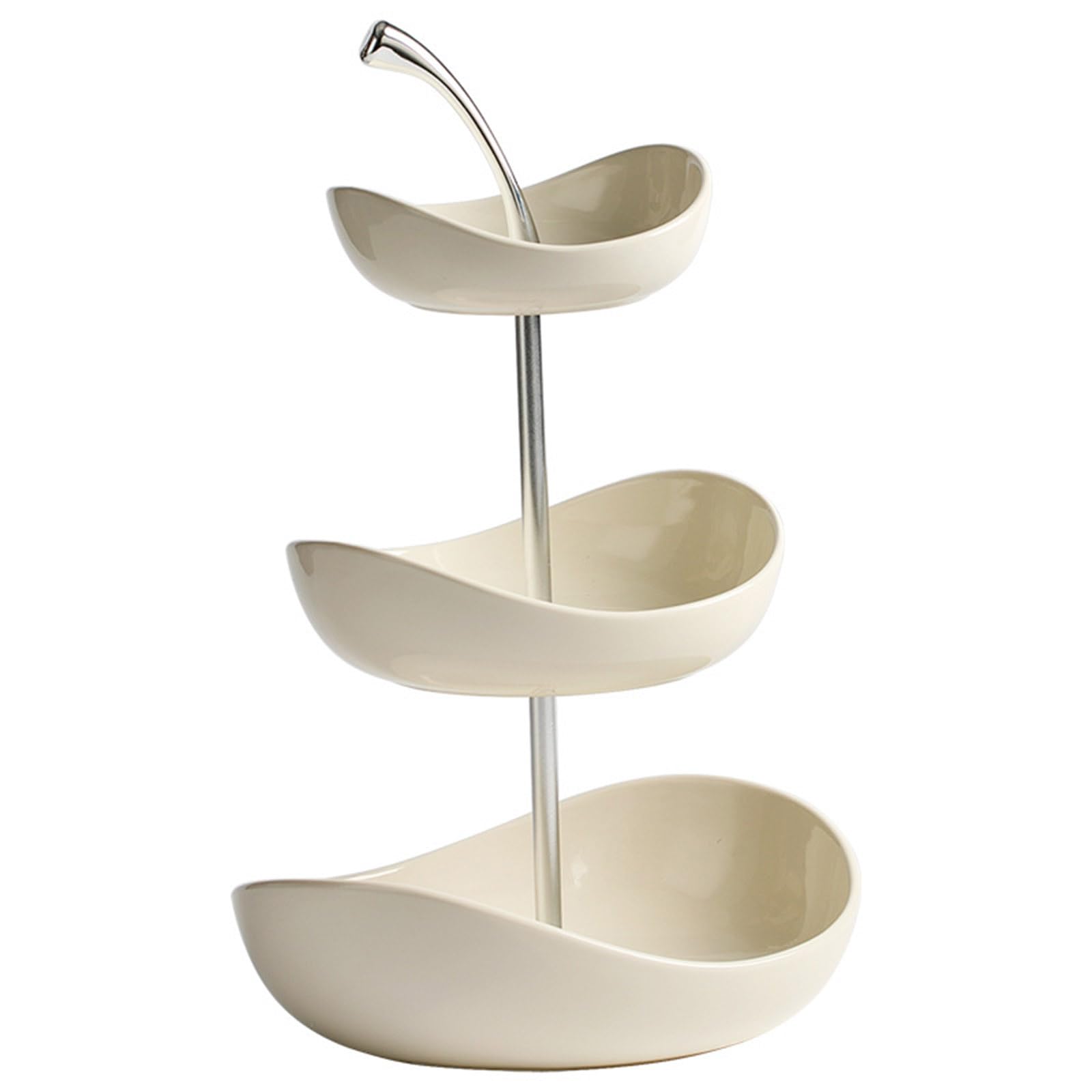 Qisuw 3 Ceramic Fruit Stand Metal Base Snacks Dessert Design Home Decor Large Multilayer Cherries Themed Snacks Bowl