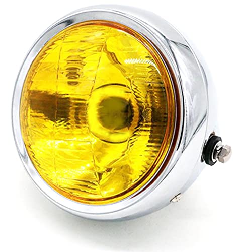 h&b バイク 汎用 黄色 ガラス レンズ ヘッド ライト パーツ スズキ GN125 ホンダ モンキー エイプ NS50F CB50 マグナ50 用 丸目