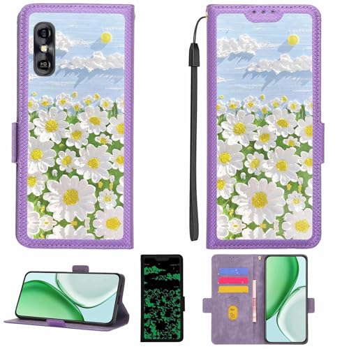 Kinetijy Case Compatible for Azpen G6 Phone Case Flip Cover [with Tempered Glass Screen Protector][RFID Blocking][Luminous Effect] LPT-CJ