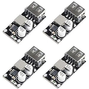 Greluma 4 Stk USB Abwärtswandler, DC-DC Abwärtsmodul 4, 5-32 V 12 V 24 V bis 5 V QC 3, 0 Lademodul Spannungsversorgung Spannungsregler Volt-Transformator Platine