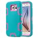 Galaxy S6 Case, S6 Case - ULAK Shock Absorption Hybrid Rubber Combo Case Cover 3in1 [Rigid Plastic+Soft Silicone] for Samsung Galaxy S6 (Rose Pink/Blue)
