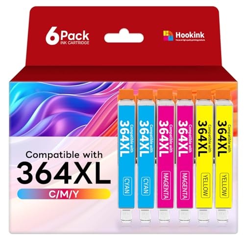 Hookink 364XL Cartuchos de Tinta Compatibles con Tinta HP 364 364XL para Deskjet 3520 3070A, Officejet 4620 4622, Photosmart 5510 5520 6510 6520 7520, 2 Cian 2 Magenta 2 Amarillo