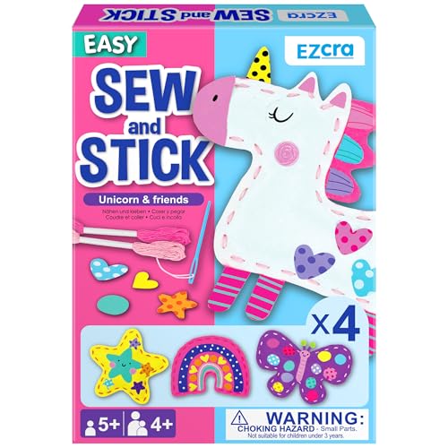 EZCRA Unicorn Sewing Kit for Kids Ages 4-8, 4 Easy