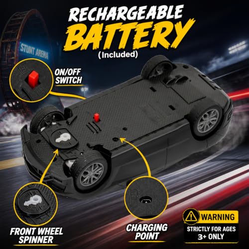 Image of Gooyo GY-448JM Rechargeable Remote Control Car Toy | Black Color, Power Source: Lithium Rechargeable Battery for Car (Included) & 2xAA Battery for Remote Controller (Not Included)