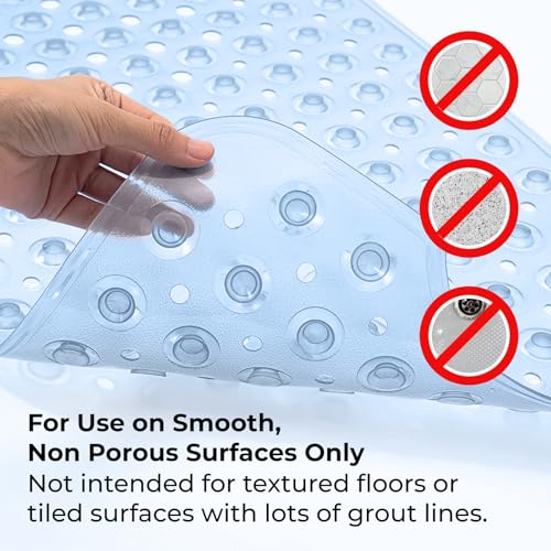 Tapis de bain antidérapant et résistant à la moisissure bleu