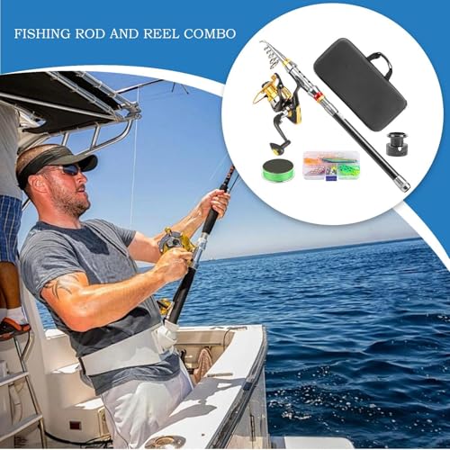 Caña pesca telescópica combo de carrete robusto para trucha y pesca desde barco 3