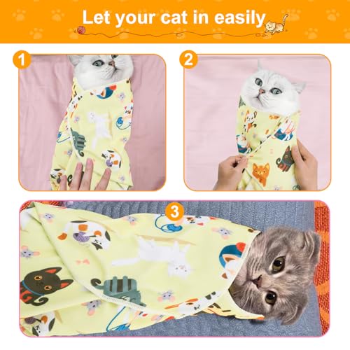 Image of Gosknor Self-Adhesive Cat Grooming Burrito Wrap, 21.65x21.65in Anti-Scratch Swaddle Blanket for Nail Clipping Anti-Escape Calming Cat Restraint for Trimming Pet Grooming Supplies (Large)