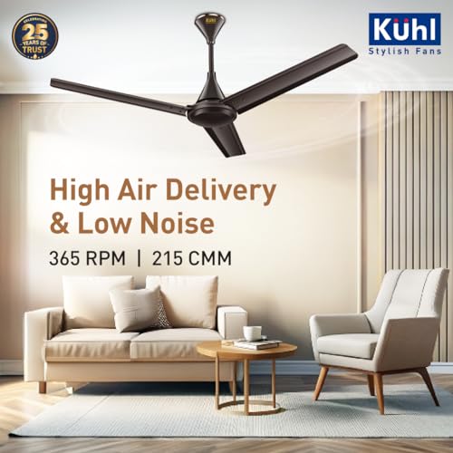 Image of KUHL Fest B1 1200mm BEE 5-Star BLDC Ceiling Fan | 28W Energy Saving (Up to 65%) | High Airflow & Low Noise | Remote as well as Regulator Operated | 5 Year Motor Warranty | ISI Marked (Espresso)