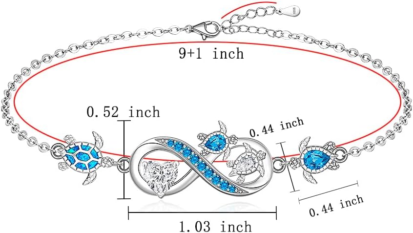 Fenthring Sea Turtle Gifts for Women Sea Turtle Bracelet for Women Sterling Silver Adjustable Ocean Beach Hawaiian Sea Jewelry Christmas Birthday Gifts - Image 9