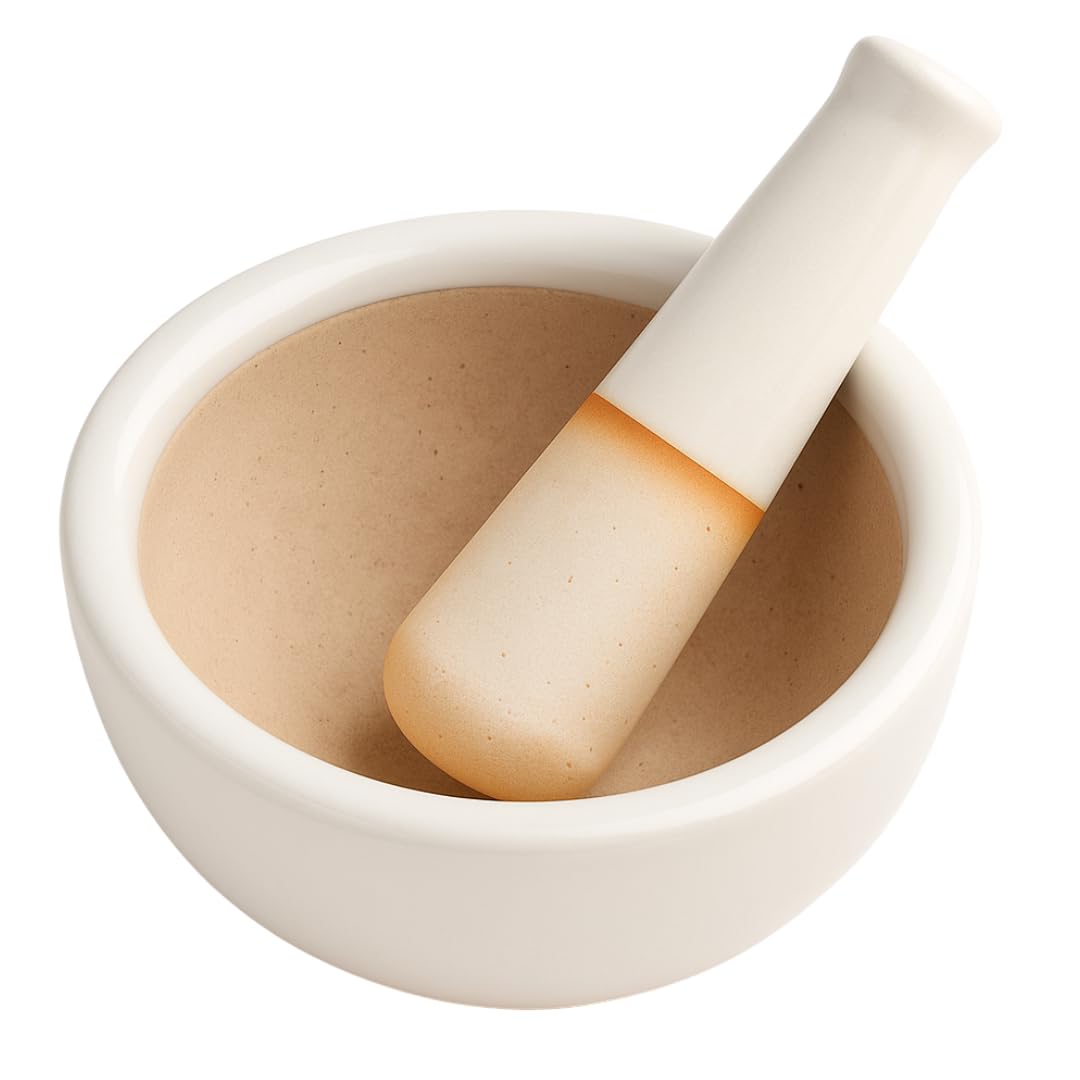 SMALL Ceramic MORTAR AND PESTLE SET - 3" DIA