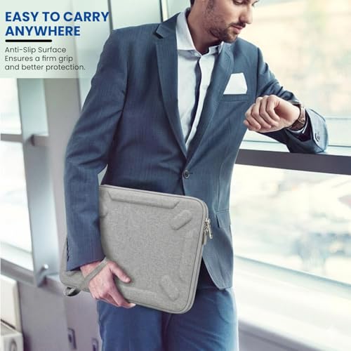 Image of Dyazo 14.1 Inch Hard Shell Laptop Sleeve Case | Zip Closure & Water Resistant EVA Protective Cover with Handle Strap | Compatible for MacBook, Dell, HP, Lenovo, MSI, ASUS & 14 inch Laptops (Grey)