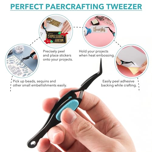 OTCRAFT 2Pcs Reverse Tweezers Craft Tweezers Crossing Lock Tweezers Reverse Grip Precision Curved Bent Straight Tweezers Fine Tip for DIY Craft Rhinestones and Small Embellishments - Image 4
