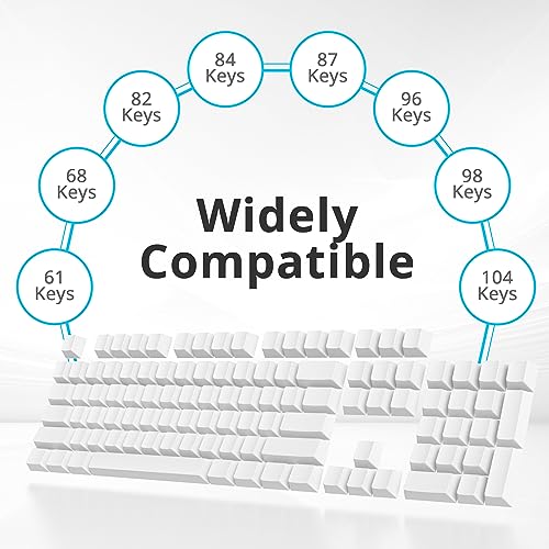 Image of Guffercty kred Blank Keycaps Thick PBT Cherry Profile, 129 Keys Minimalist White Keycap Set with 7U Spacebar for Mechanical Keyboard(Blank White)