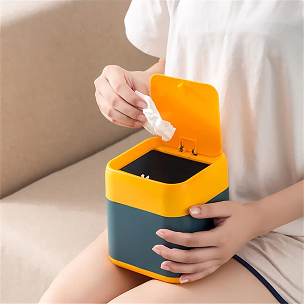 Mini-Abfalleimer, klein, für den Schreibtisch, für Zuhause, Büro, Tisch, Mini-Mülleimer mit Deckel, für den Haushalt, Kleinteile, Fass, Grau