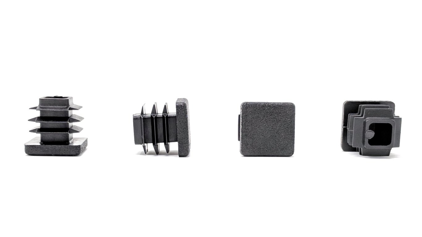 Keay Vital Parts Black 15X15mm Square Ribbed Plastic Insert Plugs End Caps Made In Germany (Pack Of 48, See Second Image For Dimensions).