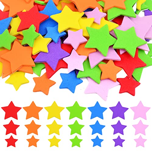 4 Sets(300pcs) Small Star Foam Stickers Self-Adhesive Backed Five-pointed Star Sponge Sticker Patches for DIY Art Crafts Scrapbooking Decoration Supplies Assorted Sizes