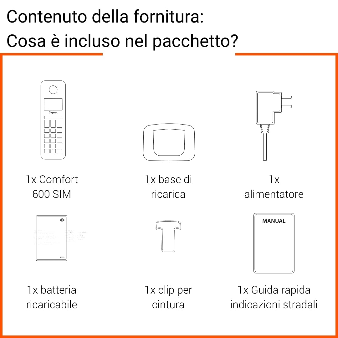 Gigaset Comfort 600 SIM - 4G Volte HD Telefono con display a colori da 2,4",compatibile con apparecchi acustici,grande memoria per 500 contatti, compatibile con DE, IT, FR, NL, BE, Che, AUT, antracite