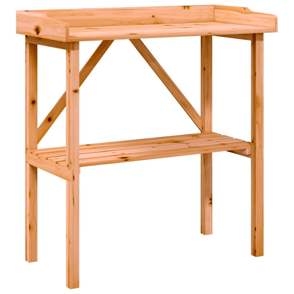 vidaXL Plant Table with Shelf, Plant Pot Stand for Indoor Outdoor, Plant Holder for Decorative, Flower Stand Flower Pot, Brown Solid Wood Fir
