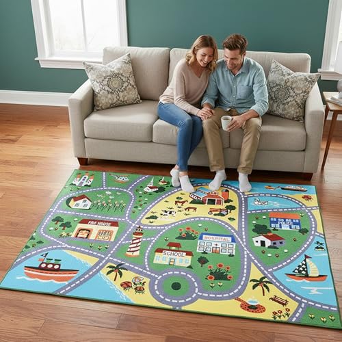 Furnish my Place 760 City Map, City Street Map Kids Rug for Nursery,...