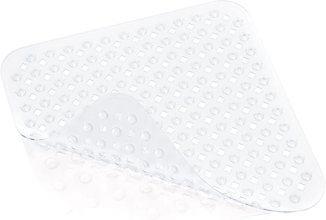 XIYUNTE Square Shower Mat Non Slip Anti Mould - 53 x 53cm Rubber Shower Mats for Inside Shower, Anti Slip Bathtub Mat with Suction Cups & Drain Holes, Machine Washable, Clear White