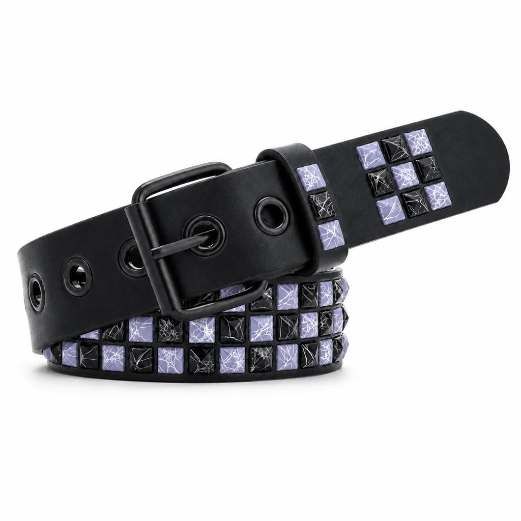 Studded Belt, Metal Punk Rock Rivet Belt with Bright Pyramid Studded for Women Men