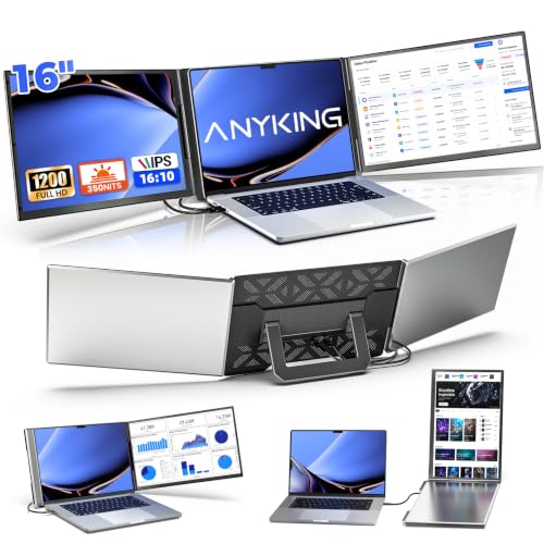 16" Laptop Screen Extender, Dual 1200P IPS Displays, No Clamps, Ultra-Slim - image 1