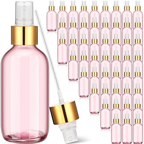 Maxcheck 50 Pieces 4oz Small Glass Spray Bottles for Essential Oil Empty Spray Mist Bottle Empty Fine Mist and Refillable Mister Refillable Liquid Containers for Perfumes, Cleaning(Pink, Gold)