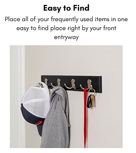 Birdrock Home Dual Hook Coat And Hat Rack - 4 Dual Hooks - 17 Inches - Wall Mount - Decorative Home Storage - Entryway Foyer Hallway Bathroom Bedroom Rail - Satin Nickel Hooks - Black Pine Bathroom Ra #TOP4