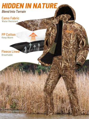 Image of NEW VIEW Insulated Hunting Clothes for Men Cold Weather, Warm Camo Hunting Jacket and Pants, Hunting Suit for Deer Duck Hunts