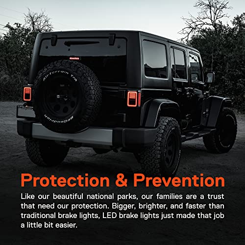 True Mods Led Rear Tail Light Replacement For Jeep Wrangler 2007-2018 [Line & Halo Design] [Smoke Lens] [Plug N Play] - Brake Tail Light Compatible With Jeep Wrangler Jk Jku Unlimited Accessories #TOP1