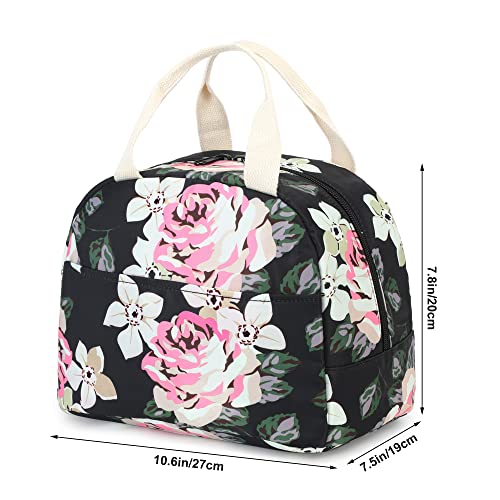 Yusudan Floral Lunch Bag For Women Girls, Reusable Insulated Picnic Tote Bags For Adults Kids Work School Hiking Beach (Flower) #TOP5