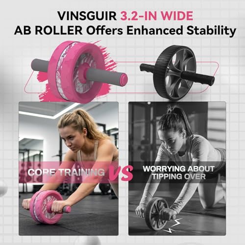Image of VINSGUIR Ab Roller Wheel, Abs & Core Workout Equipment for Home Gym with Knee Pad Accessories, Abdominal Wheel for Full-body Strength Training