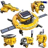 KukuFun STEM Projects for Kids Ages 8-12 12-16，6-in-1 Building Science STEM Kits for Boys Kids, Solar Robot Kit Space Toys (Yellow)