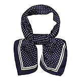 SOJOS Vintage Bandanas Square Polka Dot Scarfs for Women 27'' x 27'' Silk Like Scarf Neckerchief Grace SC317 with Navy Blue with Small Dot
