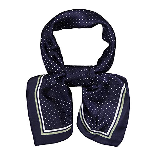 SOJOS Vintage Bandanas Square Polka Dot Scarfs for Women 27   x 27   Silk Like Scarf Neckerchief Grace SC317 with Navy Blue with Small Dot