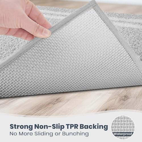Tapis de salle de bain microfibre super absorbant gris clair 76,2x152,4 cm
