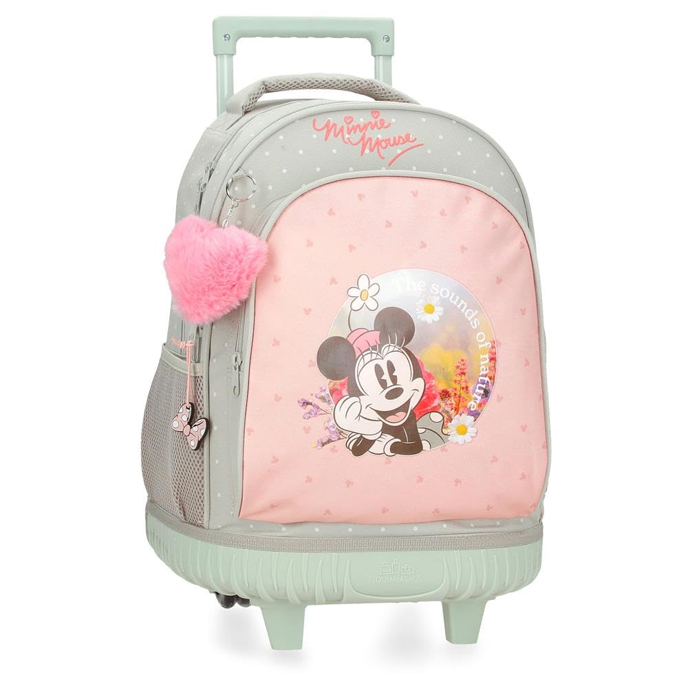 Disney Joumma Bags Minnie Wild Nature zaini per bambini, varie dimensioni, zaino da passeggio, realizzato in poliestere, include pompon decorativo., Verde, Zaino ruote
