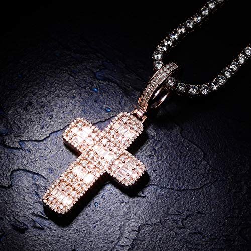 14K Gold Over S925 Cross Design Pendant, Densely Set Moissanite Necklace, A Timeless Symbol with Modern Elegance for Every Occasion,Father's Day Gift3